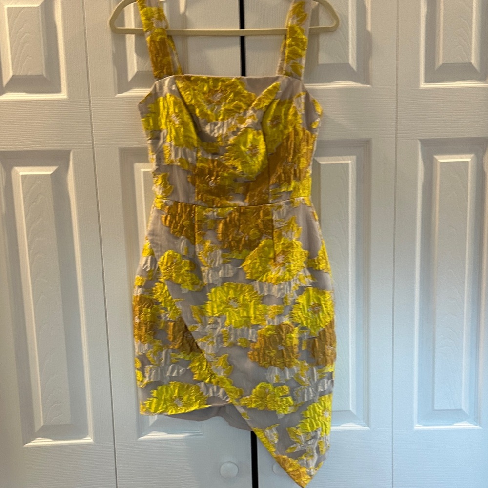Elliatt Yellow Floral Jacquard Mini Dress